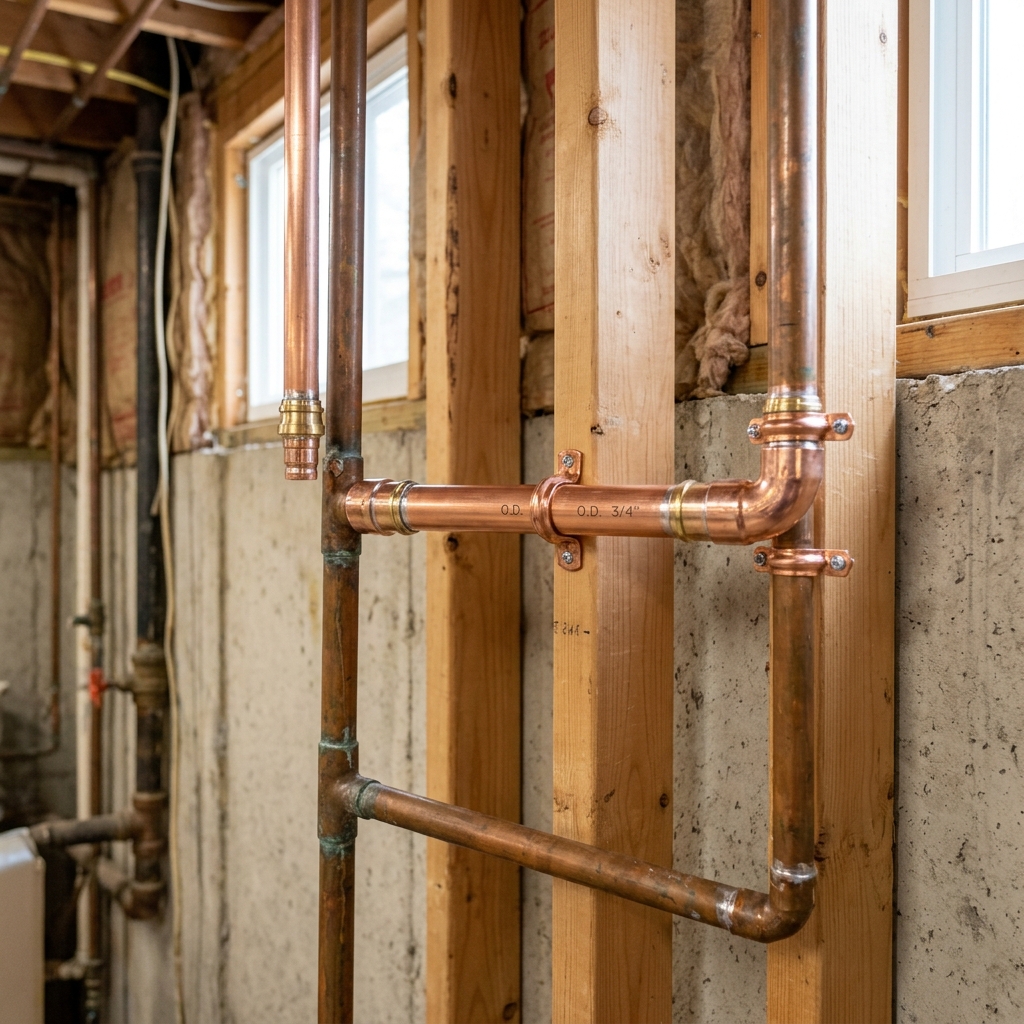 Homeowner turning off a main water shutoff valve